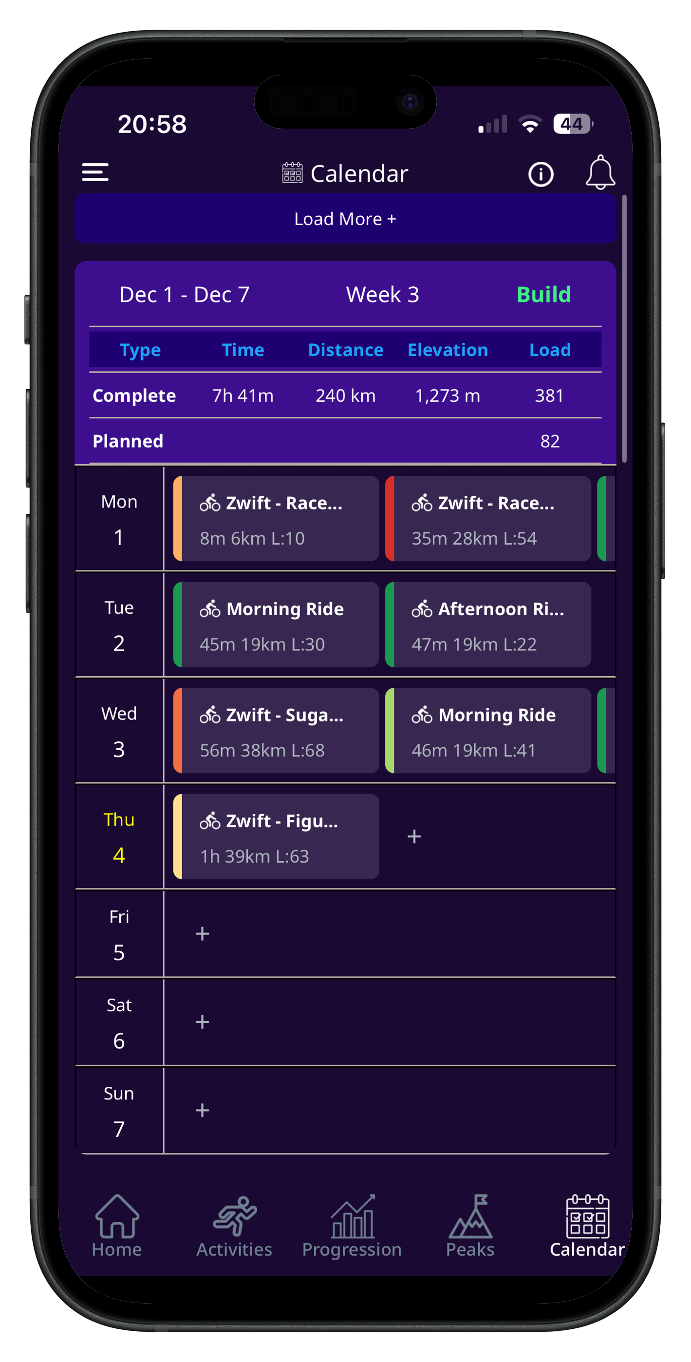 Evandus mobile app: Your training calendar